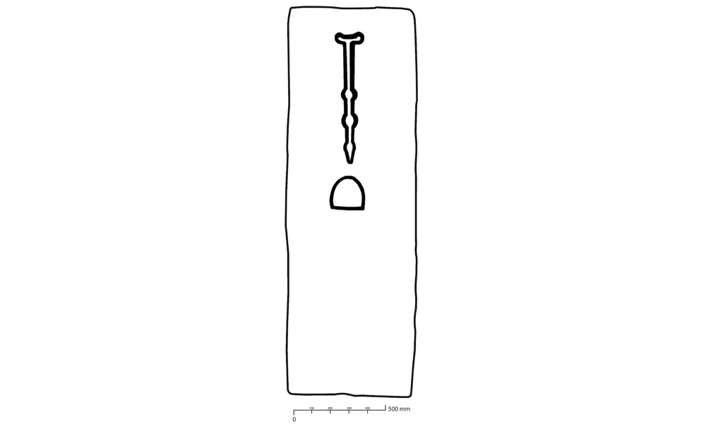 Drawing of medieval slab from Killinaboy, Co. Care.