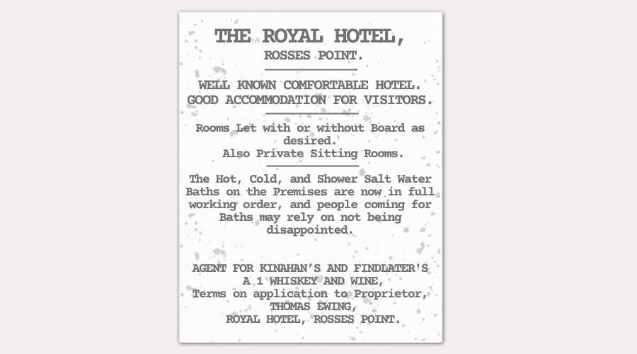 Ad for Thomas Ewings Royal Hotel Rosses Point Sligo