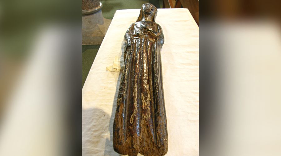 Wooden statue of St Gobnait from Ballyvourney