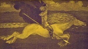 Odin and Sleipnir by artist John Bauer