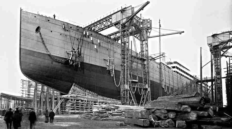 RMS Baltic under construction by Harland and Wolff in Belfast