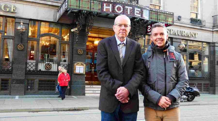 Genealogist Paul MacCotter and Seán Ó Suilleabháin at Wynn's Hotel in Dublin. The history of the O’Sullivans is traced in episode four of Sloinne.